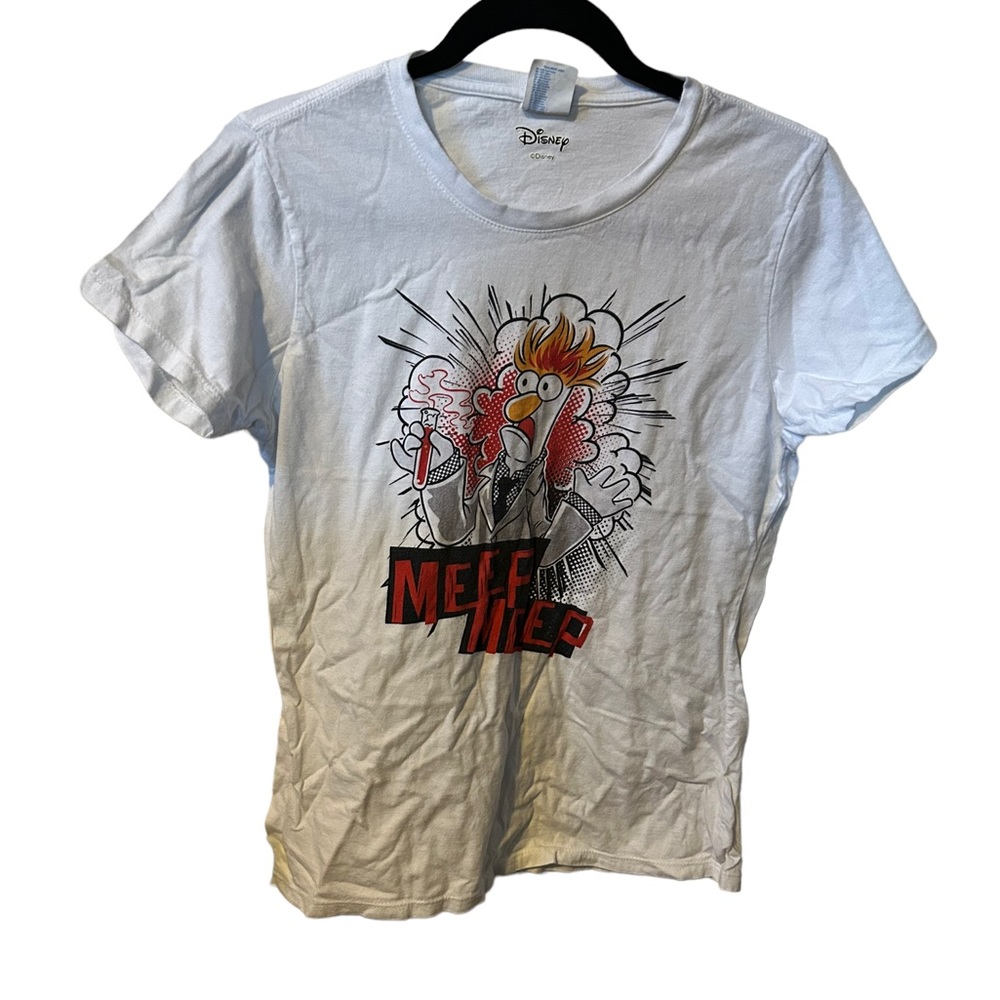 Disney Beaker White 100# Cotton Size Medium Shirt Sleeve Muppets T-Shirt.